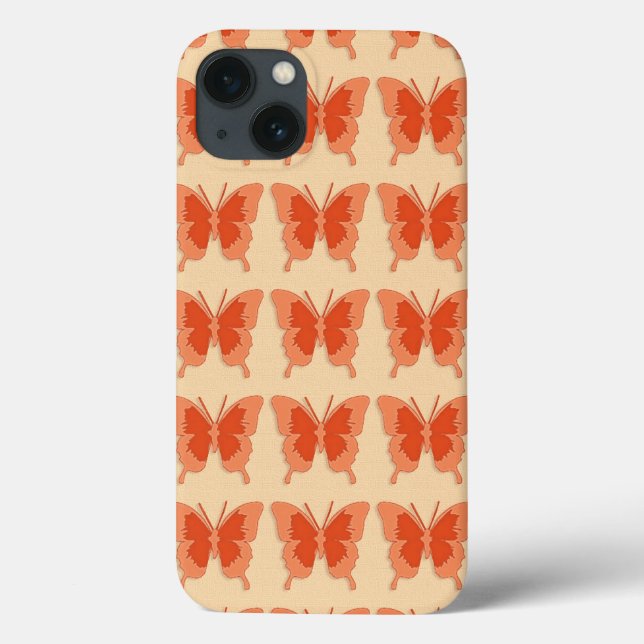 Coques Case-Mate iPhone Papillons, orange sur un arrière - plan pastel ora (Verso)