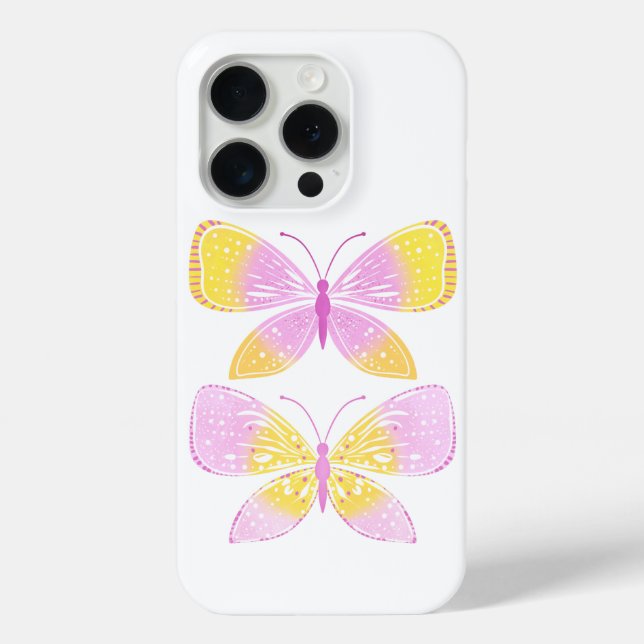 Coques Case-Mate iPhone Papillons roses et jaunes (Verso)