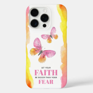 Coque iPhone 16 Pro Papillons roses Foi sur la peur