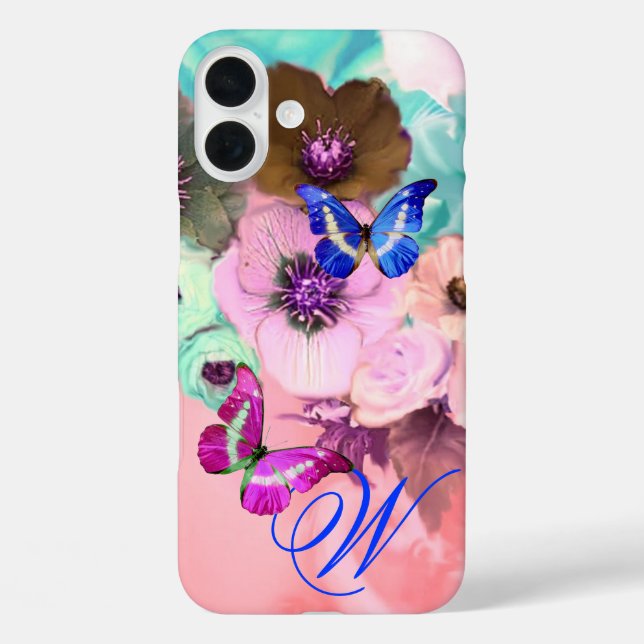 COQUES Case-Mate iPhone PAPILLONS, ROSES TEAL ROSE ET FLEURS D'ANÉMONE (Verso)