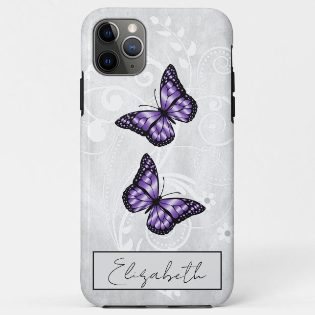 Coques Case-Mate iPhone Papillons violets brillants (Dos)