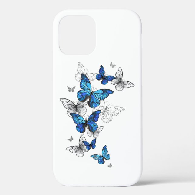 Coques Case-Mate iPhone Papillons volants bleus Morpho (Verso)