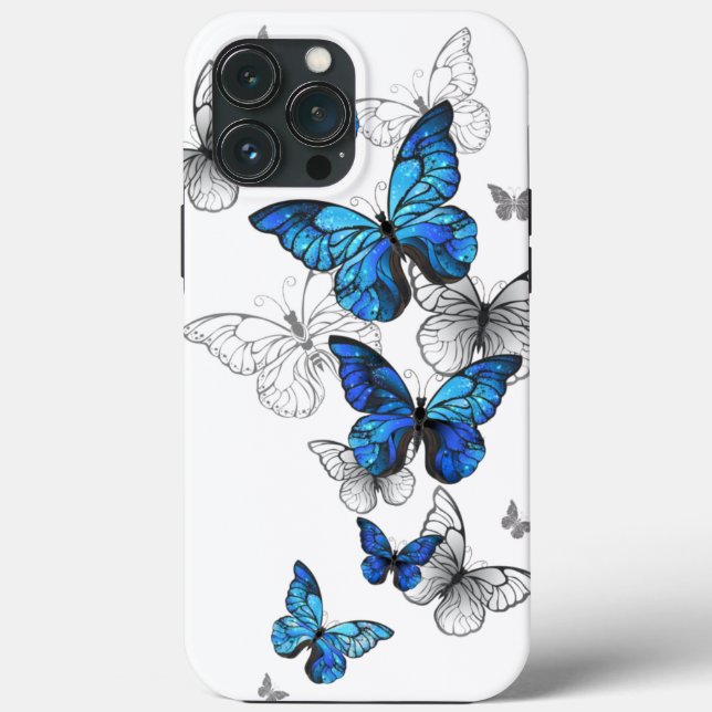 Coques Case-Mate iPhone Papillons volants bleus Morpho (Verso)