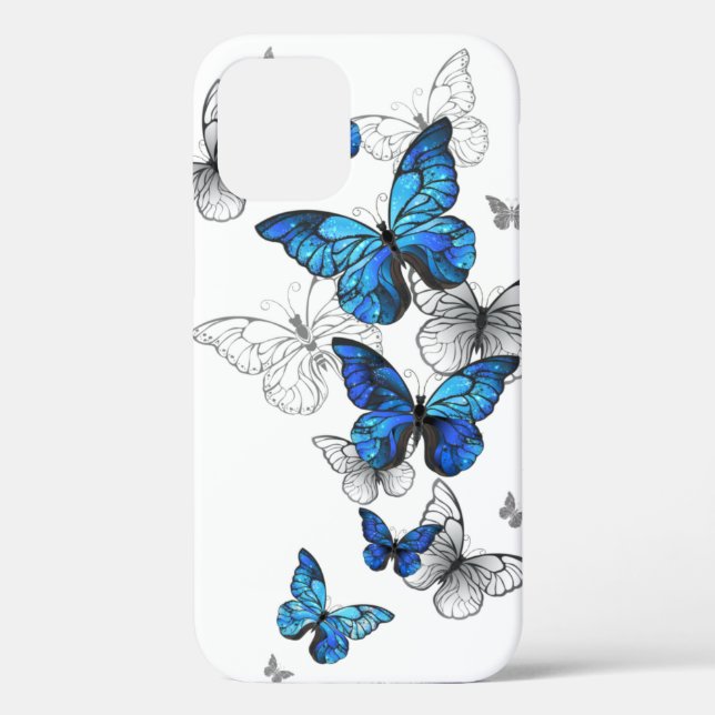 Coques Case-Mate iPhone Papillons volants bleus Morpho (Verso)