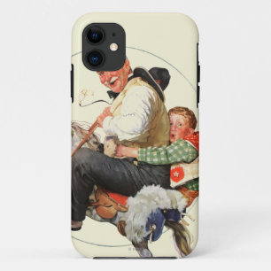Coque iPhone 11 Papy sur le cheval de basculage