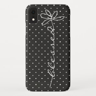 Case-Mate iPhone Case Pâquerette bénie sur fond noir à pois blancs