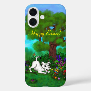 Coque Pour iPhone 16 Pâques - Chiot Capo et Papillon