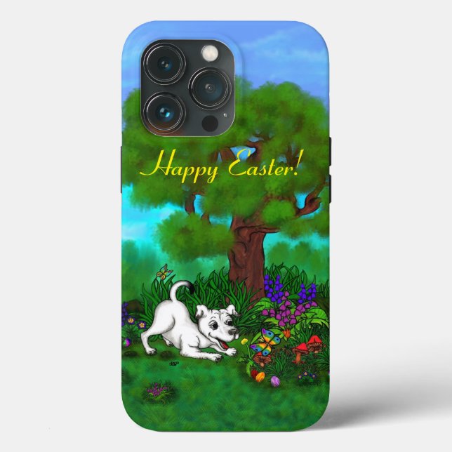 Coques Case-Mate iPhone Pâques - Chiot Capo et Papillon (Verso)