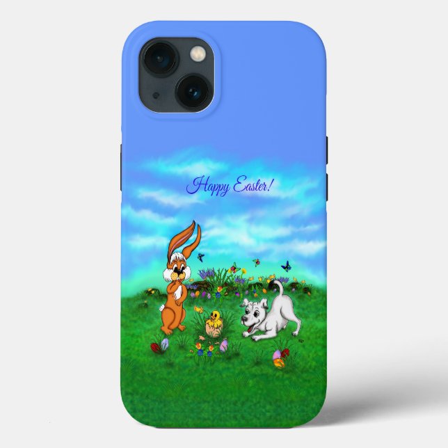 Coques Case-Mate iPhone Pâques - Chiot Capo Rabbit et Chick (Verso)
