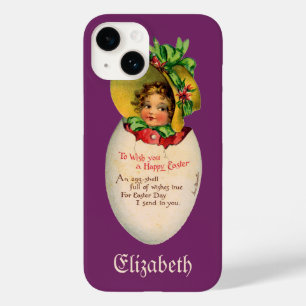 Coque Case-Mate iPhone Pâques victorien, fille vintage avec bonnet dans u