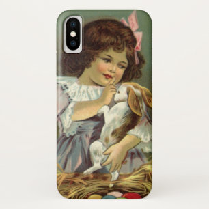 Etui iPhone Case-Mate Pâques vintage, fille victorienne lapin oeufs de P