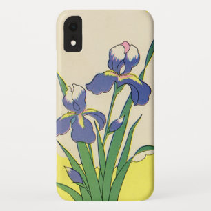 Coque Pour iPhone XR Pâques vintage, fleurs d'iris de jardin violettes
