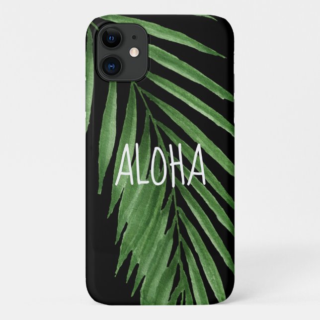 Coques Case-Mate iPhone Paradise Palm Hawaiian Tropical - Noir (Dos)