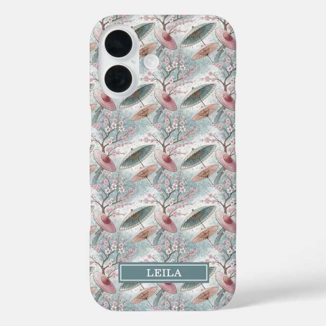 Coques Case-Mate iPhone Parapluie japonais motif Sakura monogrammé (Verso)