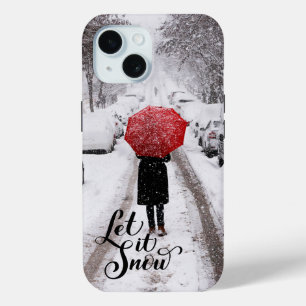 Coque Case-Mate iPhone Parapluie rouge en hiver Wonderland - Let It Snow