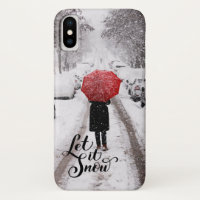 Parapluie rouge en hiver Wonderland - Let It Snow
