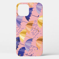 Parapluies, gouttes, motif coloré transparent.