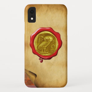 ETUI iPhone Case-Mate PARC ANTIQUE OWL OR JAUNE EN CIRE ROUGE SCEAU