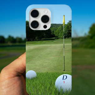 Coques iPhone 16 Pro Parcours de golf personnalisé Photo Golfer Monogra