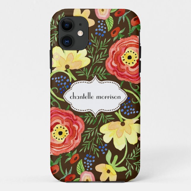 Coques Case-Mate iPhone Parenthèse rose de feuille florale moderne de (Dos)