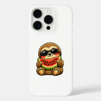 Coque iPhone 16 Pro Paresseux mignon avec pastèque