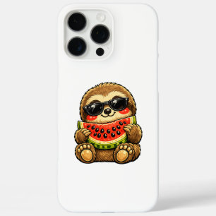 Coque iPhone 16 Pro Max Paresseux mignon avec pastèque