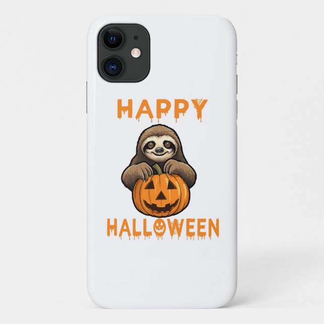 Coques Case-Mate iPhone Paresseux mignon drôle tenant une citrouille (Dos)