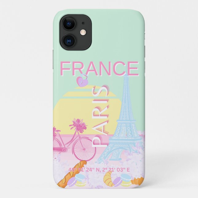 Coques Case-Mate iPhone Paris, France, Art du voyage, Preppy, Pastel, Vert (Dos)