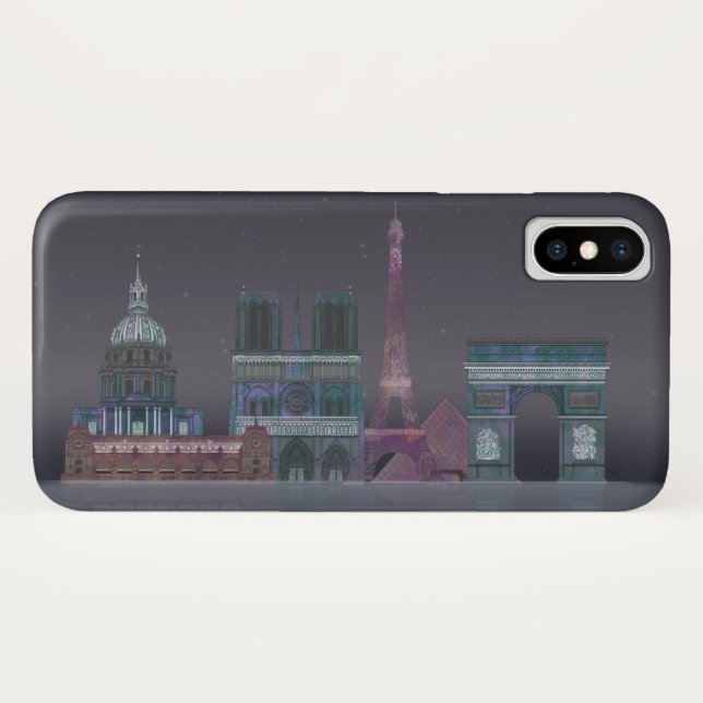 Coques Case-Mate iPhone Paris Skyline Réflexions nocturnes (Dos (Horizontal))