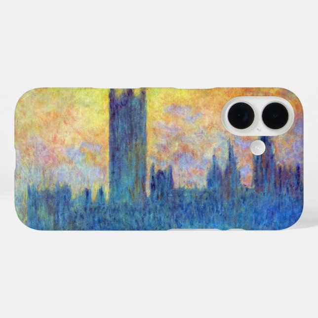Coques Case-Mate iPhone Parlement de Londres en hiver par Claude Monet (Verso (horizontal))
