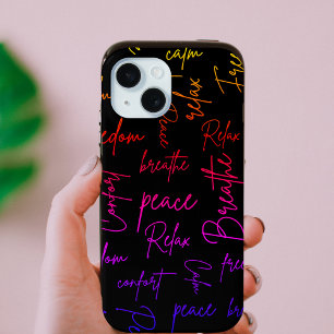 Coque Case-Mate iPhone Paroles de Yoga Écriture Colorée Noir Design