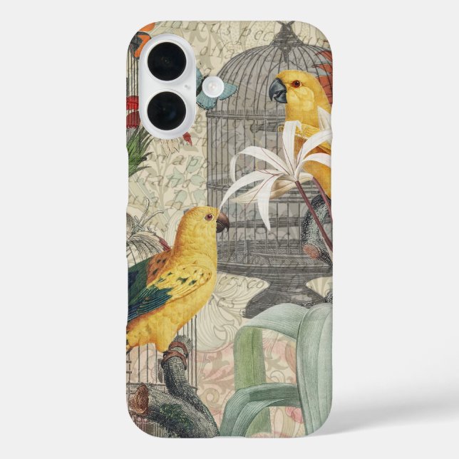 Coques Case-Mate iPhone Parrot Jaune Tropical Antique Fleur (Verso)