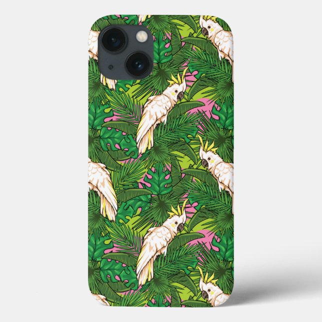Coques Case-Mate iPhone Parrot Pattern With Palm Leaves (Verso)