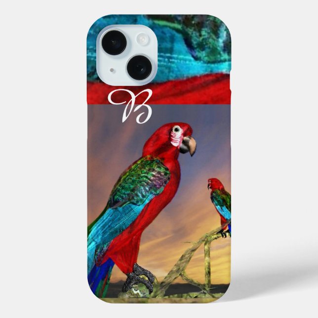 COQUES Case-Mate iPhone PARROTS HYPER / MONOGRAMME ARA ROUGE (Verso)