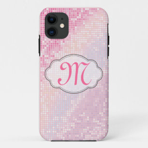 Coque Case-Mate iPhone Parties scintillant à billes Monogramme rose fille
