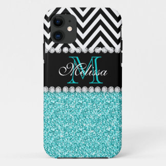 COQUE Case-Mate iPhone PARTIES SCINTILLANT AQUA CHEVRON NOIR