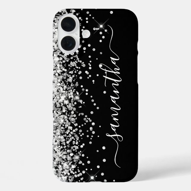 Coques Case-Mate iPhone Parties scintillant argent Black Girl Signature (Verso)