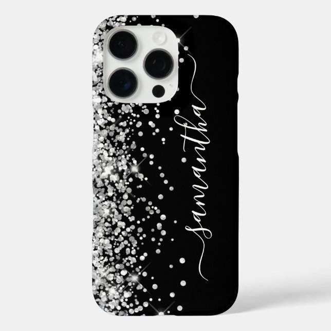 Coques Case-Mate iPhone Parties scintillant argent Black Girl Signature (Verso)