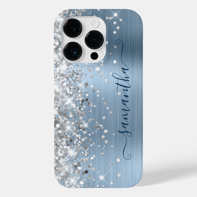 Coques Case-Mate iPhone Parties scintillant Argent Lumière Bleu Glam Girl  (Verso)