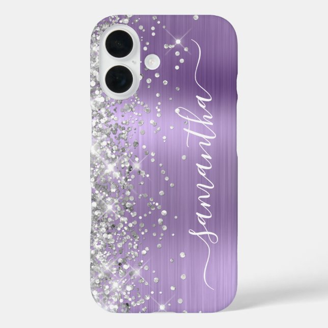 Coques Case-Mate iPhone Parties scintillant Argent Lumière Violet Signatur (Verso)