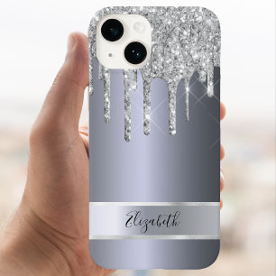 Coque Case-Mate iPhone Parties scintillant argent monogramme métallique é