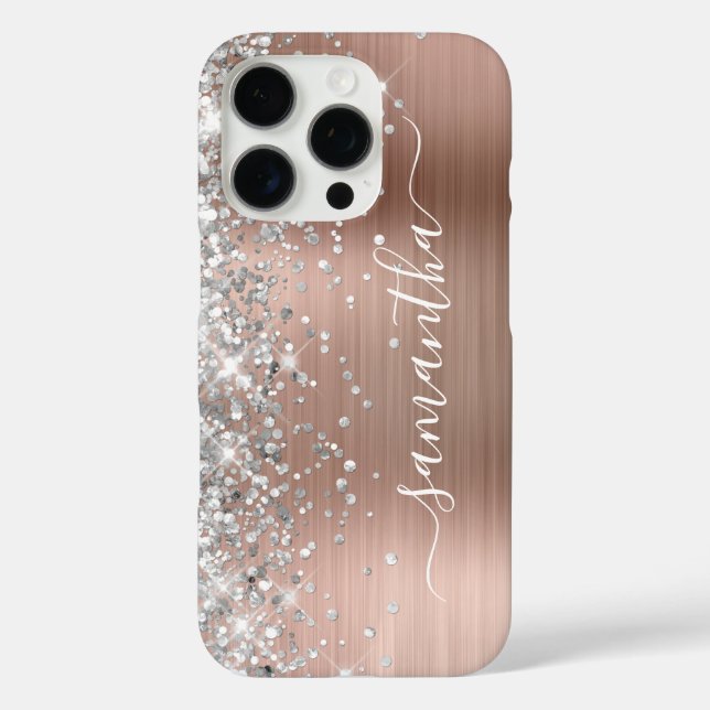 Coques Case-Mate iPhone Parties scintillant argent Rose or Metallic Girly  (Verso)
