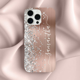 Coque iPhone 16 Pro Max Parties scintillant argent Rose or Metallic Girly 