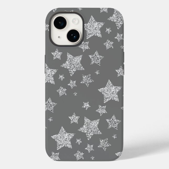 Coques Case-Mate iPhone Parties scintillant argent scintille Étoiles motif (Verso)