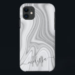 Case-Mate iPhone Case Parties scintillant argent tendance brillant nom d<br><div class="desc">Parties scintillant argent tendance brillant nom marbre monogramme iPhone 11 Coque</div>