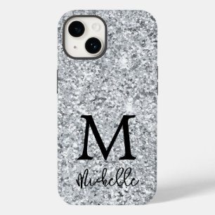 Coque Case-Mate iPhone Parties scintillant argent tendance Monogramme Nom