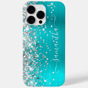 Coque Case-Mate iPhone Parties scintillant argent Turquoise Blue Girl Sig