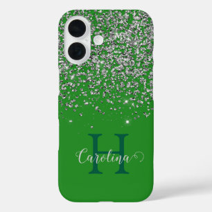 Coque Pour iPhone 16 Parties scintillant Argent, Vert Forêt, Personnali