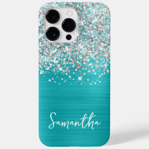 Coque Case-Mate iPhone Parties scintillant argentée brillante bleu turquo