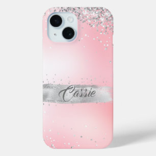 Coque Case-Mate iPhone Parties scintillant argentée Confetti rose